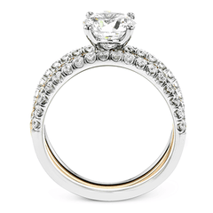 Round-cut Engagement Ring & Matching Wedding Band in 18k Gold with Diamonds LR1083_WHITE_18K_SET