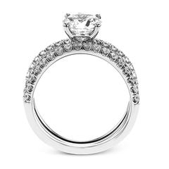 Round-cut Engagement Ring & Matching Wedding Band in 18k Gold with Diamonds MR2220 WHITE 18K SET