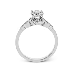 Round-cut Engagement Ring & Matching Wedding Band in 18k Gold with Diamonds LR2380 WHITE 18K SET