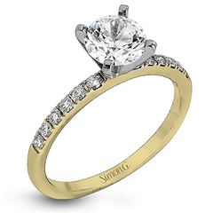 Round-cut Engagement Ring & Matching Wedding Band in 18k Gold with Diamonds MR2173-D WHITE 18K SET