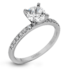 Round-cut Engagement Ring & Matching Wedding Band in 18k Gold with Diamonds MR2173-D WHITE 18K SET