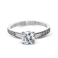 Round-cut Engagement Ring & Matching Wedding Band in 18k Gold with Diamonds MR2399 WHITE 18K SET