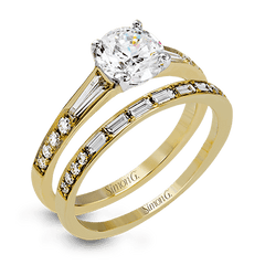 Round-cut Engagement Ring & Matching Wedding Band in 18k Gold with Diamonds MR2220 WHITE 18K SET