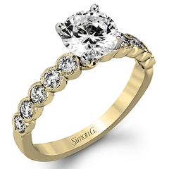 Round-cut Engagement Ring & Matching Wedding Band in 18k Gold with Diamonds MR3058 2T 18K SET