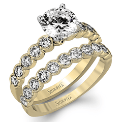 Round-cut Engagement Ring & Matching Wedding Band in 18k Gold with Diamonds MR3058 2T 18K SET