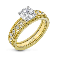 Round-cut Engagement Ring & Matching Wedding Band in 18k Gold with Diamonds MR3058 2T 18K SET