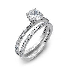 Round-cut Engagement Ring & Matching Wedding Band in 18K Gold with Diamonds TR431_WHITE_18K_SET