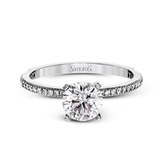 Round-cut Engagement Ring & Matching Wedding Band in 18K Gold with Diamonds TR431_WHITE_18K_SET