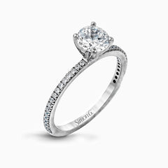 Round-cut Engagement Ring & Matching Wedding Band in 18K Gold with Diamonds TR431_WHITE_18K_SET