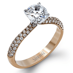 Round-cut Engagement Ring & Matching Wedding Band in 18k Gold with Diamonds MR1686 WHITE 18K SET