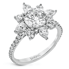 Round-Cut Flower Halo Engagement Ring In 18k Gold With Diamonds LR2910 WHITE 18K SEMI