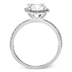 Round-cut Halo Engagement Ring & Matching Wedding Band in 18k Gold with Diamonds MR1840-A WHITE 18K SET