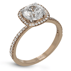 Round-cut Halo Engagement Ring & Matching Wedding Band in 18k Gold with Diamonds MR1840-A WHITE 18K SET