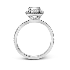 Round-cut Halo Engagement Ring & Matching Wedding Band in 18k Gold with Diamonds MR1842-A WHITE 18K SET