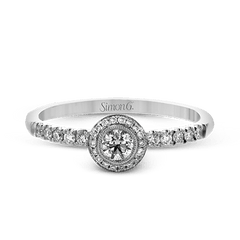 Round-cut Halo Ring & Matching Band in 18k Gold with Diamonds LR1100 WHITE 18K SET