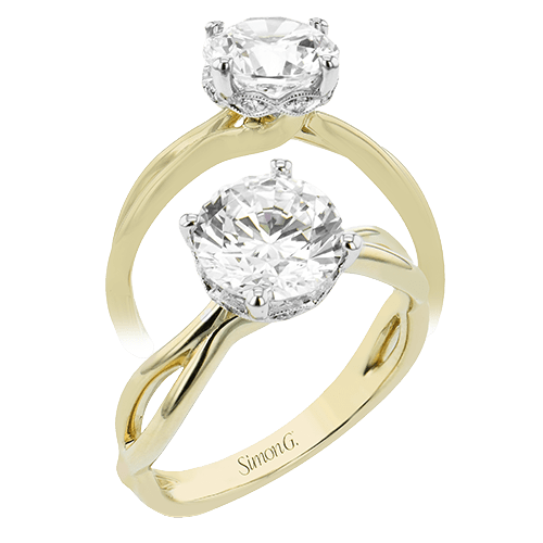 Round-Cut Hidden Halo Engagement Ring in 18k Gold with Diamonds LR2945 WHITE 18K SEMI WHITE