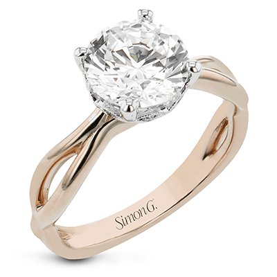 Round-Cut Hidden Halo Engagement Ring in 18k Gold with Diamonds LR2945 WHITE 18K SEMI WHITE