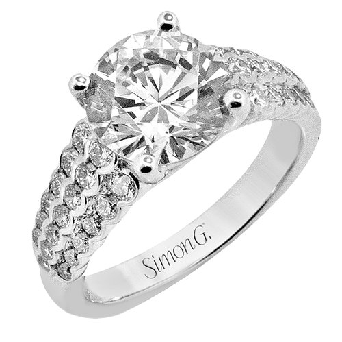 Round-Cut Micro-bezel Engagement Ring in 18k Gold with Diamonds LR3364 WHITE 18K X WHITE