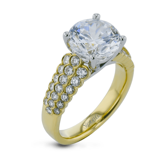 Round-Cut Micro-bezel Engagement Ring in 18k Gold with Diamonds LR3364 WHITE 18K X WHITE