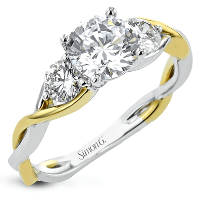 Round-Cut Three-Stone Engagement Ring In 18k Gold With Diamonds LR2886 WHITE 18K SEMI