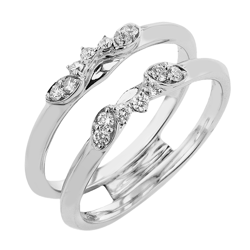 Round-cut Three-Stone Engagement Ring & Matching Wedding Band in 18k Gold with Diamonds LR3122 WHITE 18K X WHITE