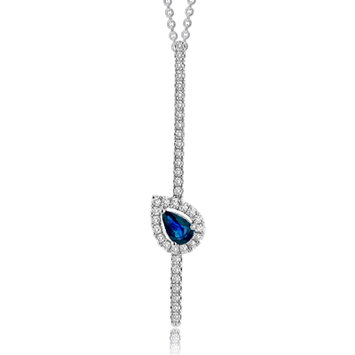 Sapphire Color Pendant in 18k Gold with Diamonds LP4576 WHITE 18K SEMI