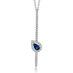 Sapphire Color Pendant in 18k Gold with Diamonds LP4576 WHITE 18K SEMI