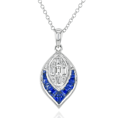 Sapphire Pendant Necklace in 18k Gold with Diamonds LP4780 WHITE 18K X