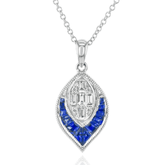 Sapphire Pendant Necklace in 18k Gold with Diamonds LP4780 WHITE 18K X