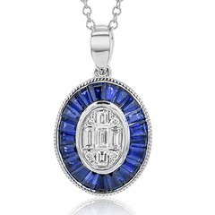 Sapphire Pendant Necklace in 18k Gold with Diamonds LP4836 WHITE 18K X