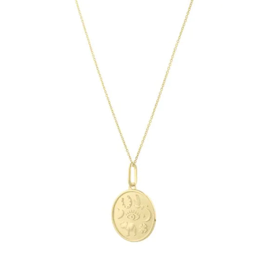Yellow Gold Satin/ Matte Spiritual Fashion Necklace
