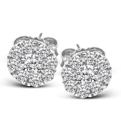 Stud Earrings in 18k Gold with Diamonds NGE100 WHITE 18K X