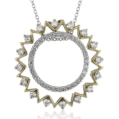 Sun Medallion Pendant Necklace in 18k Gold with Diamonds LP4922 WHITE 18K X 2T