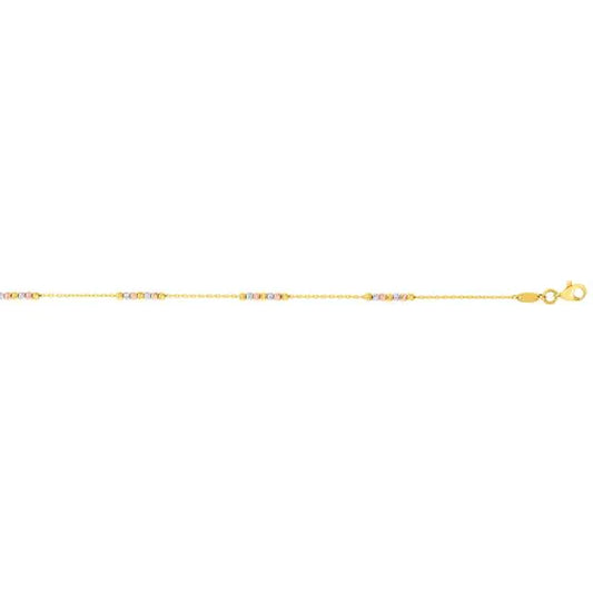 Tri-color Gold Diamond Cut/ Textured Fashion Chain Anklets Anklet