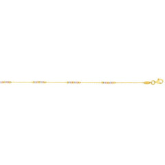 Tri-color Gold Diamond Cut/ Textured Fashion Chain Anklets Anklet
