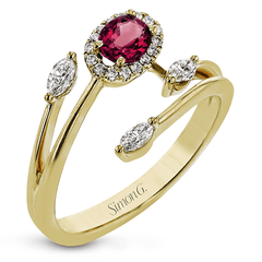 Tempera Color Gemstone Ring In 18k Gold With Diamonds LR2265 WHITE 18K SEMI