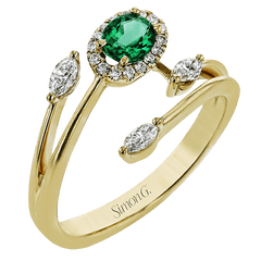 Tempera Color Gemstone Ring In 18k Gold With Diamonds LR2265 WHITE 18K SEMI