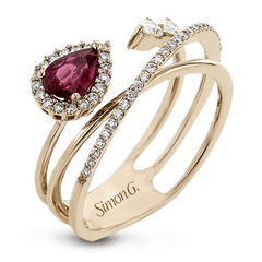 Tempera Color Gemstone Ring In 18k Gold With Diamonds LR2266 WHITE 18K SEMI