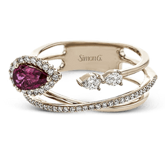 Tempera Color Gemstone Ring In 18k Gold With Diamonds LR2266 WHITE 18K SEMI