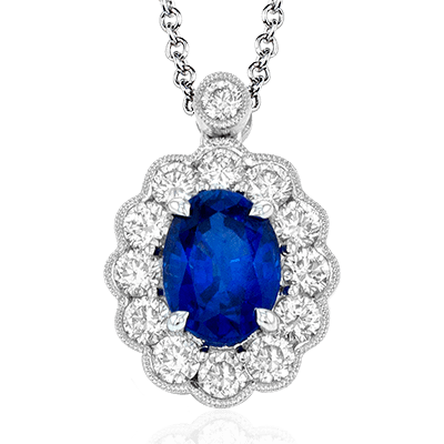 Tempera Sapphire Pendant Necklace in 18k Gold with Diamonds LP4466 WHITE 18K X