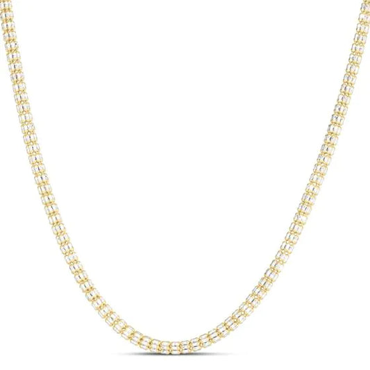 Two-tone Gold Diamond Cut/ Textured Fancy Ice Necklace