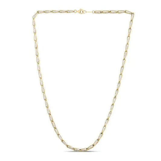 Two-tone Gold Diamond Cut/ Textured Fancy Chain Links Bracelet