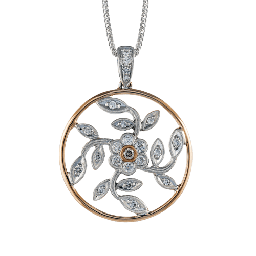 Trellis Floral Pendant in 18k Gold with Diamonds MP1000 WHITE 18K X 2T