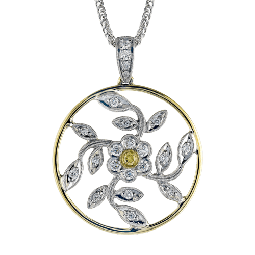 Trellis Floral Pendant in 18k Gold with Diamonds MP1000 WHITE 18K X 2T