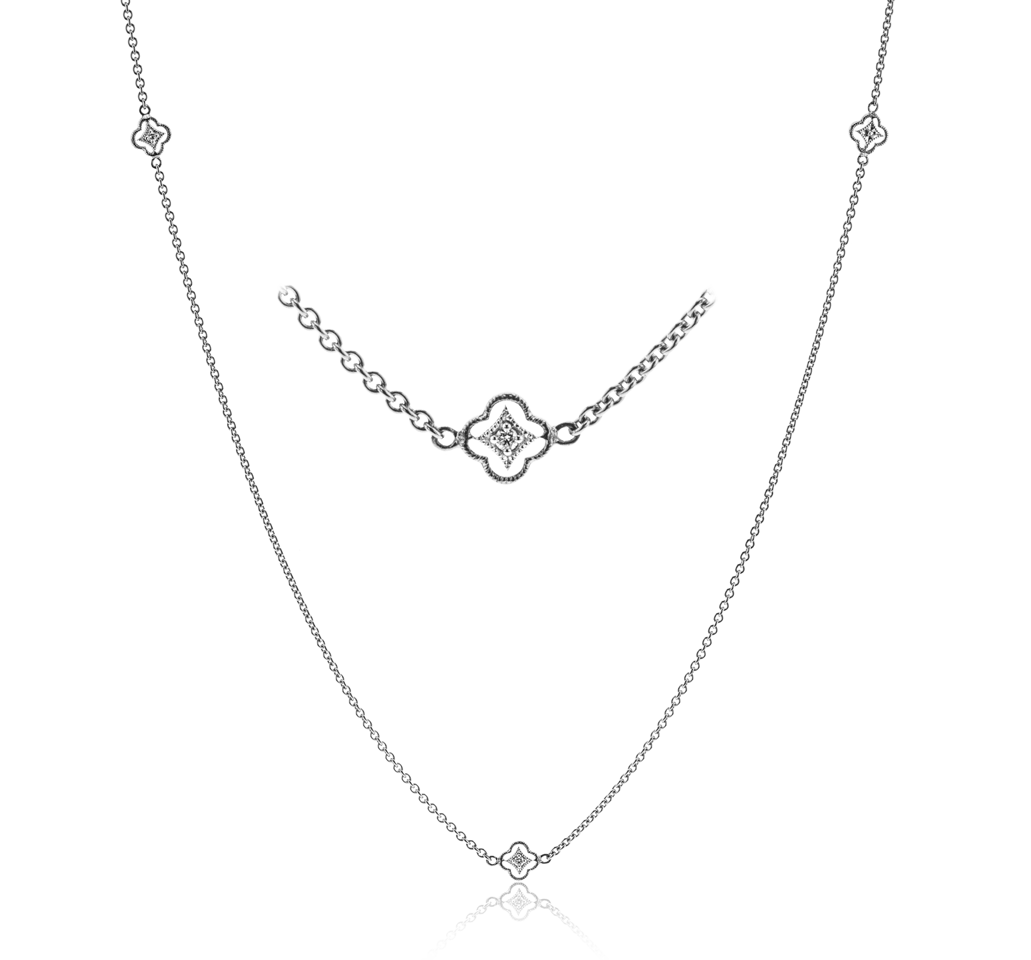 Simon G. Fashion Trellis Necklace in 18k Gold with Diamonds CH114-Y WHITE 18K X YELLOW