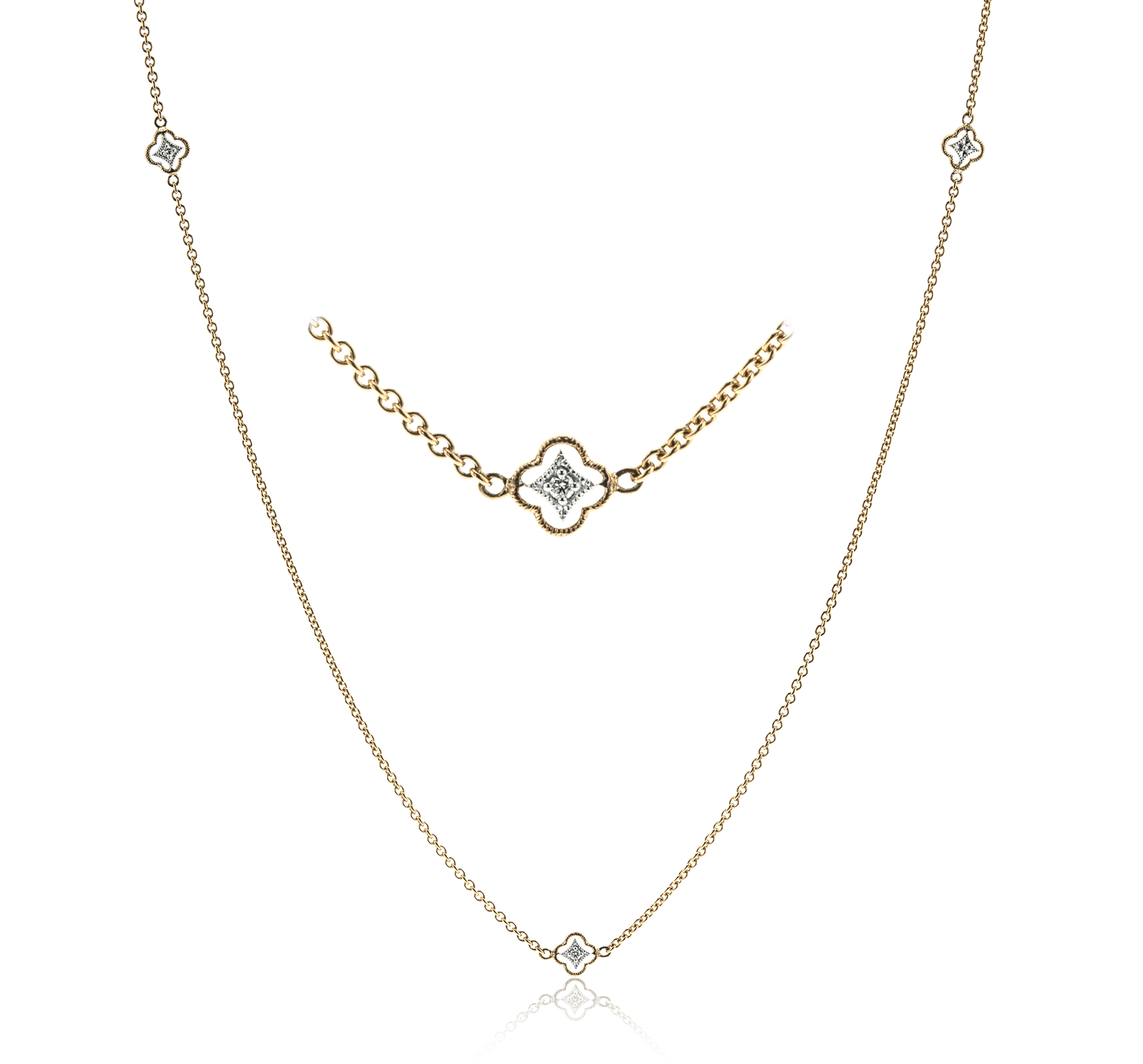 Simon G. Fashion Trellis Necklace in 18k Gold with Diamonds CH114-Y WHITE 18K X YELLOW