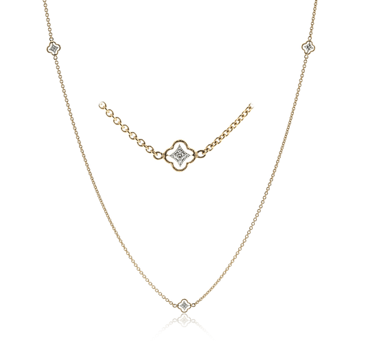 Simon G. Fashion Trellis Necklace in 18k Gold with Diamonds CH114-Y WHITE 18K X YELLOW