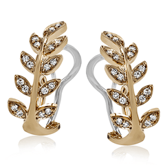 Vine Earring Climbers in 18K Rose Gold with Diamonds LE2309_WHITE_18K_X