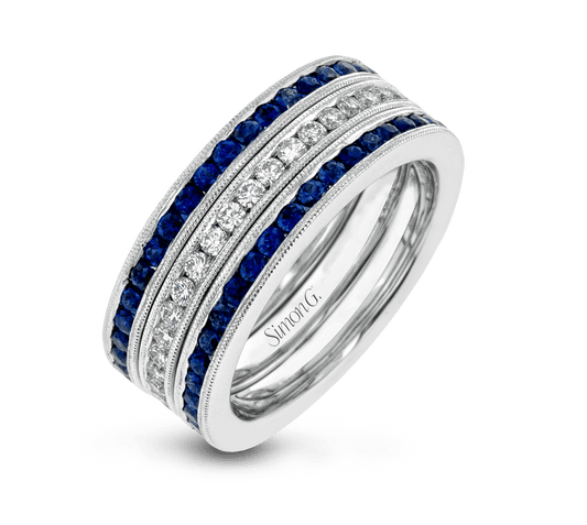 Wedding Band Set In 18k Gold With Diamonds LP1382 WHITE 18K SET