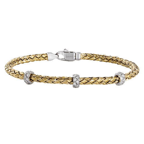 Woven Bangle in 18k Gold with Diamonds LB2093-Y_WHITE_18K_X_2T